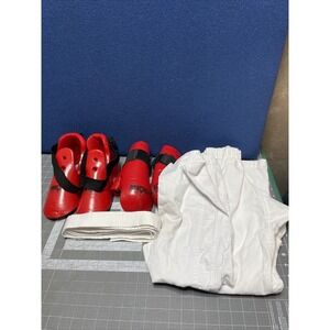 Child Martial Arts Sparing Hand Feet Guards Pants Sz 1‎ 2 Belt Sz 1 See Pictures